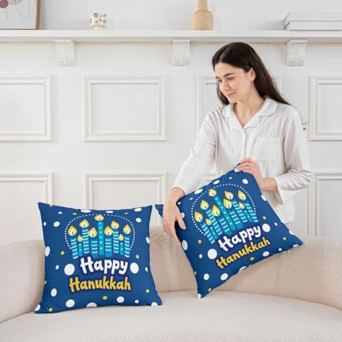 Erosebridal Hanukkah Throw Pillow Covers Spiritual Festival Pillow Cases 24X24 Inch for Sofa Bed Couch, Decorative Cushion Covers Festive Celebration Decor 2Pcs - Image 3