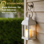 White Small Lanterns with LED Candles, Set of 6 Wedding Decor - Image 2