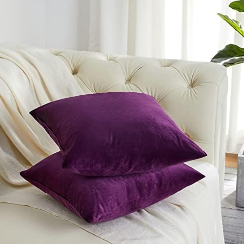 GIGIZAZA Purple Velvet Decorative Throw Pillow Covers Cushion Cover Set of 4 Luxury Pillow Cases for Sofa - Image 3