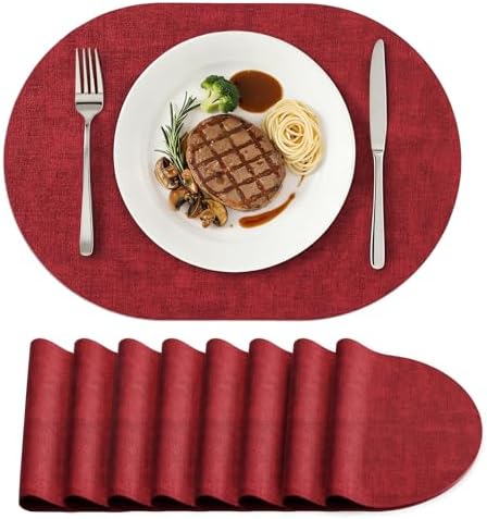 homing Heat Resistant Oval Placemats Set of 8, Red by homing