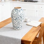 Ceramic Vintage Vase, 9.8" Rustic Blue and White Chinoiserie Floral Vase for Home Decors, Handcrafted Farmhouse Large Flower Vases for Living Room, Table, Bathroom，Centerpiece - Image 3