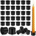 Sliner 100 Pack 0.87'' Black Metal Candle Holders with Round Flat Base by Sliner
