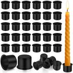 Sliner 100 Pack 0.87'' Black Metal Candle Holders with Round Flat Base by Sliner
