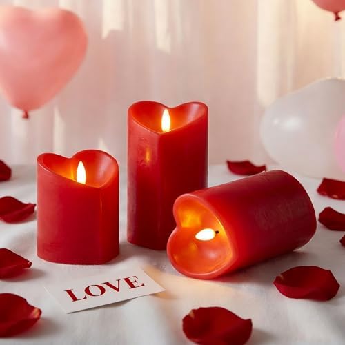Valentines Day Flameless Candles with Remote, Heart Shaped LED Candles - Image 4