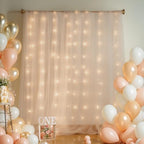20x8ft Champagne Tulle Backdrop Curtain with Lights String for Parites, Sheer Backdrop Curtains for Wedding Baby Shower Birthday Party Photo Shoot Decorations - Image 2