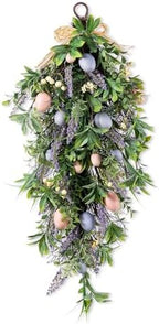Glitzhome Easter Swag 28 Inch Artificial Spring Teardrop Wreath for Front Door & Porch Wall, Spring Easter Decor Decorative Swag by Glitzhome