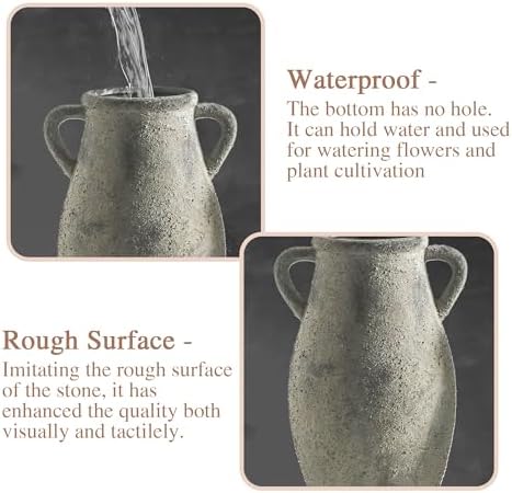 Ceramic Rustic Vase with Handle, 11.3 Inch Tall Farmhouse Vase - Image 5