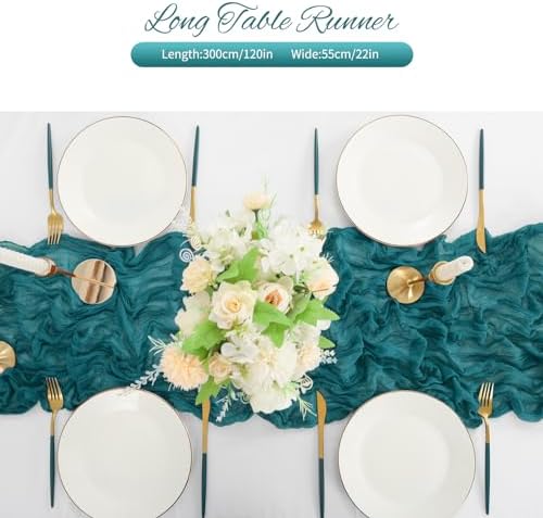 20 Pack Teal Cheesecloth Table Runner 120 Inch 10FT Rustic Boho Gauze Cheese Cloth Table Runner for Wedding Party Baby Shower Thanksgiving Christmas Decoration - Image 5