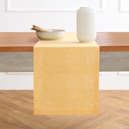 Solino Home 100% Pure Linen Table Runner Mustard Long, Athena 14 x 90 in - Image 2