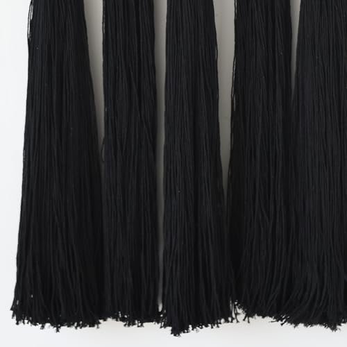 Macrame Wall Hanging Black Spherical Tassel Geometric Wall Art 15.7"W*39"L - Image 7