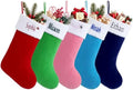 Personalized Christmas Stockings with Embroidered Name & Monogram,Custom 5 Pack 18” Large Flocking Xmas Stocking,Burlap with Plush Cuff Stockings for Fireplace Holiday Decor by Infiher