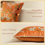 Vintage Burnt Orange Floral Pillow Cover 18x18, Terracotta - Image 4