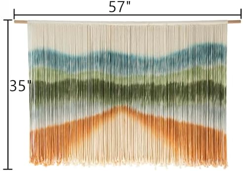 IOWER Macrame Wall Hanging Dip Dyed Mountain Wall Art Fiber 57" W*35" L - Image 5