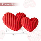 AELS Heart Shaped Pillow, Set of 2, Heart Decorative Throw Pillows, Faux Fur Love Pillows, Cute Valentines Day Decorations, Wedding Decor, Living Room Bedroom Nursery Decor, Red, L & M - Image 3