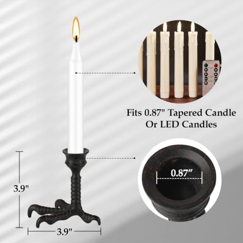 NIKKY HOME Gothic Clawfoot Taper Candle Holders Set of 2, Halloween Decor - Image 4