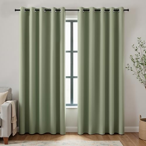 KOUFALL Dark Sage Curtains 72x84 Inches Long for Dining Room 2 Panels Blackout Room Darkening Curtain for Bedroom by KOUFALL