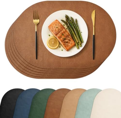 Homaxy Oval Heat Resistant Placemats Set of 6, Reddish Brown by Homaxy