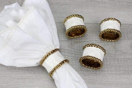 Pampa Bay Porcelain Golden Salerno Napkin Ring - Set of 4 by PampaBay