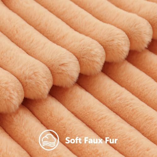 decorUhome Fall Faux Fur Throw Pillow Covers 22x22 Set of 2 Light Orange - Image 3