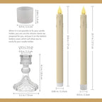 Flameless Taper Candles with Illuminated Glass Candle Holder, Remote Timer 2AA Battery Operated 500+ Hours for Thanksgiving/Xmas Decor, Wedding Centerpiece, Ivory, 2 Pack - Image 4