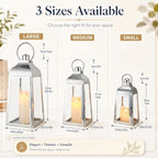 TRIROCKS Set of 3 Stainless Steel Candle Lanterns 20.5''&16''&12''H Decorative Candle Holders with Tempered Glass for Indoor Outdoor Porch Parities and Wedding(Silver) - Image 3