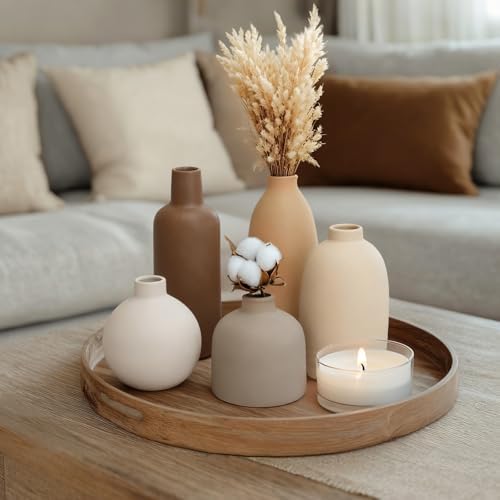 Modern Ceramic Vase Set of 5, Vases Home Decor Rustic Farmhouse Decorative - Image 4