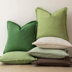 Foindtower Decorative Linen Fringe Throw Pillow Covers 22×22 Lush Green - Image 6