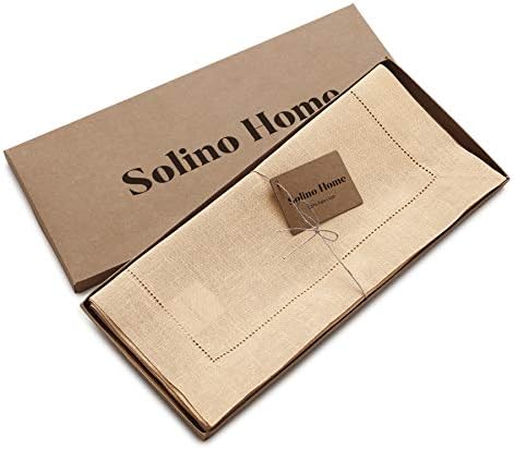Solino Home 100% Linen Table Runner Beige, Classic Hemstitch 14 x 120 in - Image 5