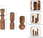 Kate and Laurel Pico Modern Three-Piece Mango Wood Taper Candle Holder Set, Set of 3, Walnut Brown, Transitional Wooden Candlestick Holders for Dining Table or Fireplace Mantel Display - Image 2