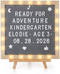10"×10" Felt Letter Board with LED Lights & Stand, First Day of School Sign by ANPHSIN