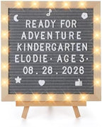 10"×10" Felt Letter Board with LED Lights & Stand, First Day of School Sign by ANPHSIN
