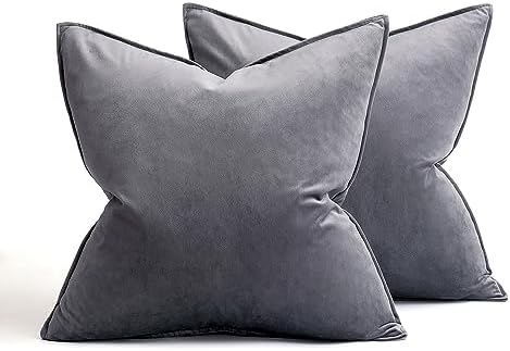 MIULEE Decorative Dark Grey Velvet Throw Pillow Covers for Couch 22x22 Inch - Image 6
