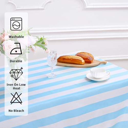 2Pack Striped Tablecloth 57x120 Inch Light Blue and White Tablecloth - Image 7