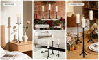 Black Cast Iron Pillar Candle Holders Set of 3 for Table Wedding & Dining - Image 4