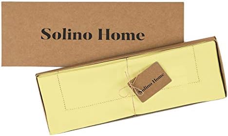 Solino Home Cotton Linen Placemats Yellow Hemstitch, 14 x 19 in, Set of 4 - Image 3