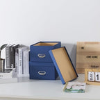 Soul & Lane - Blue Stacking Storage Boxes with Label Holders, Set of 2 - Image 7