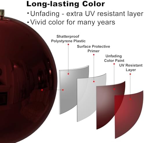 Maroon 8.0" Extra Large Christmas Ornaments - Christmas Tree Decoration Balls Shatterproof Hanging Shiny Balls for Birthday Holiday Wedding Decorations Set of 2pcs - Image 4
