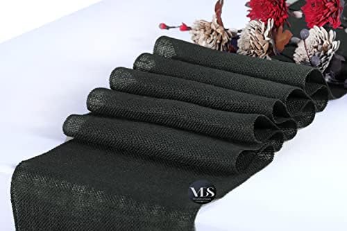 VDS Pack of 5, Burlap Table Runner 100% Natural Jute Rustic Hessian Table Cloth Centrepiece for Wedding Bridal Shower Birthday Event Party Banquet Table Decoration (Size 12X108 Inch)(Black) - Image 3