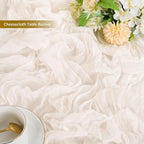 20 Pack Cream White Table Runner 10Ft Cheesecloth Table Runner Boho Gauze Cheese Cloth Table Runners Romantic Long Sheer Fabric Table Runners for Wedding Party - Image 3