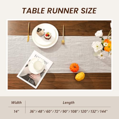 Linen Table Runner 14X144 Inches,100% French Linen Tablerunner,Machine Washable Dining Table Runner for Fall,Wedding,Party,Halloween,Christmas(Natural Linen) - Image 4