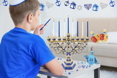 The Dreidel Company Hanukkah Menorah Enamel Hand-Painted Enameled Metal - Image 6
