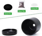 D'vine Dev 4-Pack Ceramic Pots with Saucers, Black, 4.7 in, 94-X-B-2 - Image 4