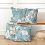 White Floral Throw Pillow Cases 22"x22" Set of 4, Blooming Flowers Couch Pillow Covers Spring Decorative Cushion Covers for Sofa Chair Bed Living Room Garden Farmhouse Car Indoor Outdoor - Image 5