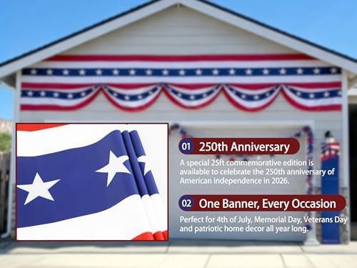 USA Bunting Flag 4th of July Red White Blue American Patriotic Independence Day and Memorial Days Decorations - Image 4
