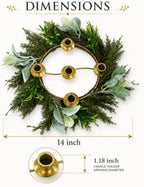 Yinder Pine Branches Wreath 14" 5-Hole Gold Centerpiece - Image 3