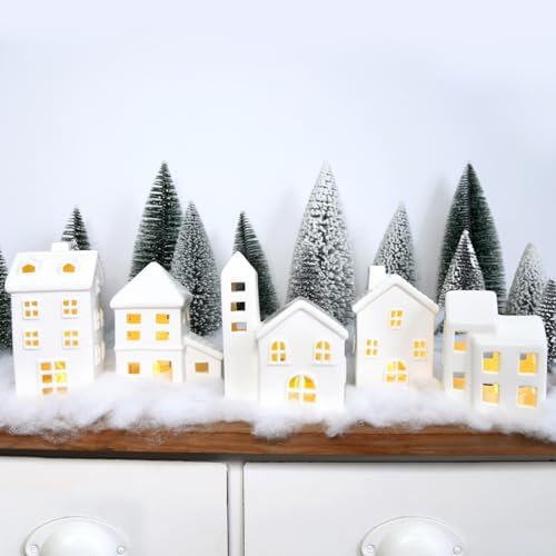 White Ceramic Christmas Village Houses Christmas Decorations Indoor (Style 1) - Image 7