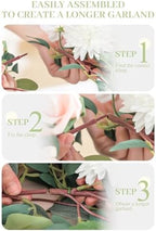 TINGE TIME Flower Garlands, 2 PCS Artificial Eucalyptus Garlands, Handcraft Artificial Rose Garland for Arch Wedding Sweetheart Table Ceremony Backdrop Decorations for Home (IvoryWhite) - Image 3