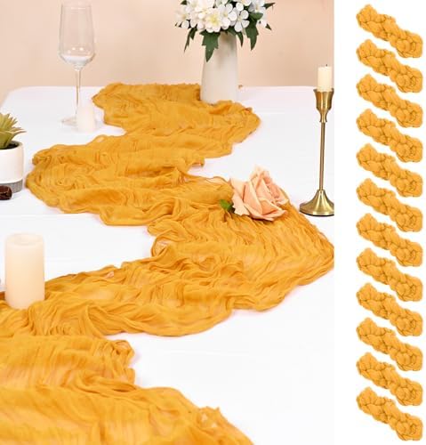 12 Pack Yellow Cheesecloth Table Runner,20x120 in Table Runner by FXKS