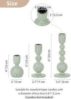 NUPTIO Wooden Taper Candle Holders, Set of 3 Sage Green Candlesticks - Image 2