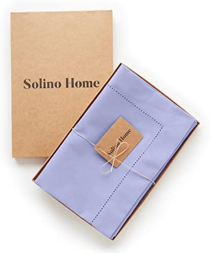 Solino Home Cotton Linen Napkins Light Blue Hemstitch, 20 x 20 in, Set of 4 - Image 3